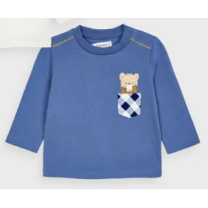 Mayoral Long Sleeve Blue Bear Tee Baby Boy