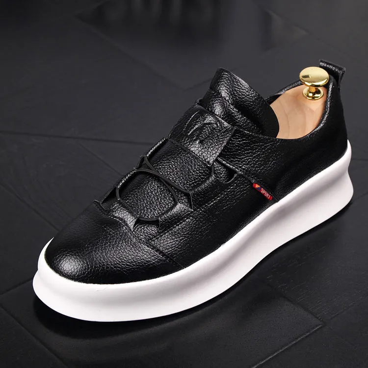 Men Fashion Casual White Shoes Spring Autumn Leather Thick Bottom Breathable Leisure Shoes Male Comfortable Loafers