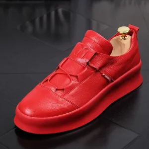 Men Fashion Casual White Shoes Spring Autumn Leather Thick Bottom Breathable Leisure Shoes Male Comfortable Loafers