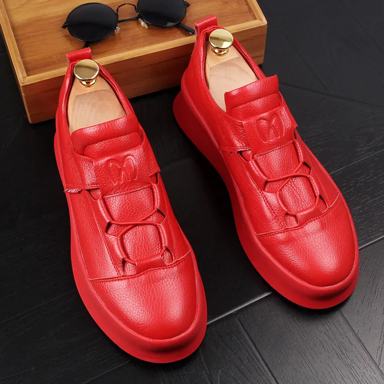 Men Fashion Casual White Shoes Spring Autumn Leather Thick Bottom Breathable Leisure Shoes Male Comfortable Loafers