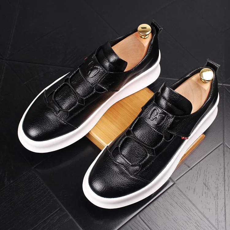 Men Fashion Casual White Shoes Spring Autumn Leather Thick Bottom Breathable Leisure Shoes Male Comfortable Loafers