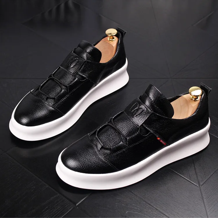 Men Fashion Casual White Shoes Spring Autumn Leather Thick Bottom Breathable Leisure Shoes Male Comfortable Loafers