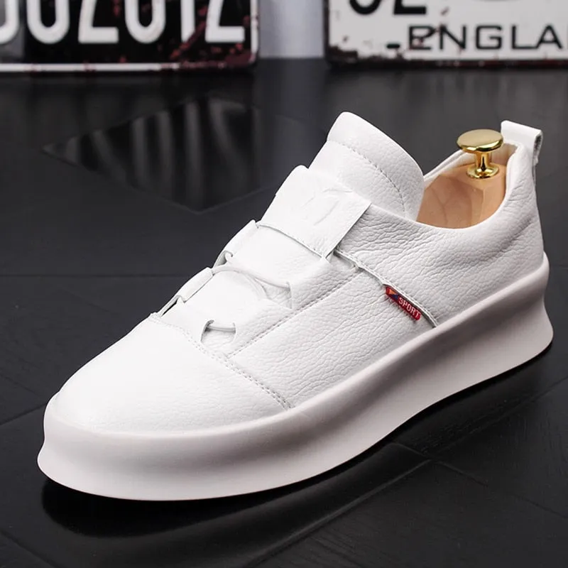 Men Fashion Casual White Shoes Spring Autumn Leather Thick Bottom Breathable Leisure Shoes Male Comfortable Loafers