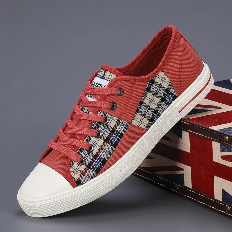 Men's Canvas Height-Increasing Sneakers - Casual Low Top Shoes, Stylish Stitching