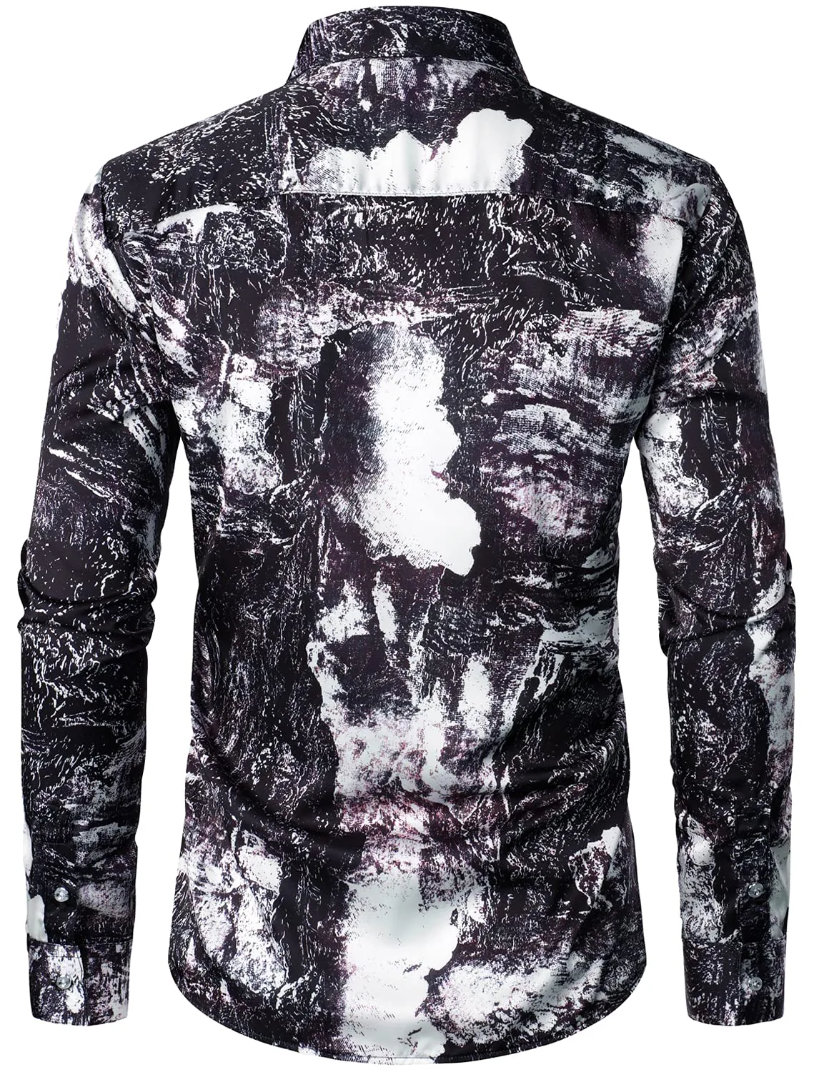 Men's Casual Abstract Print Long Sleeve Button Up Dress Shirt