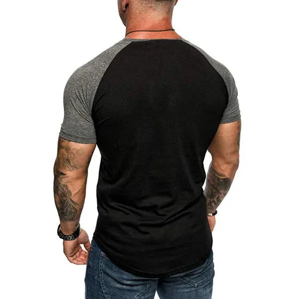 MEN'S CASUAL COLOR CONTRASTING RAGLAN SLEEVE T-SHIRT