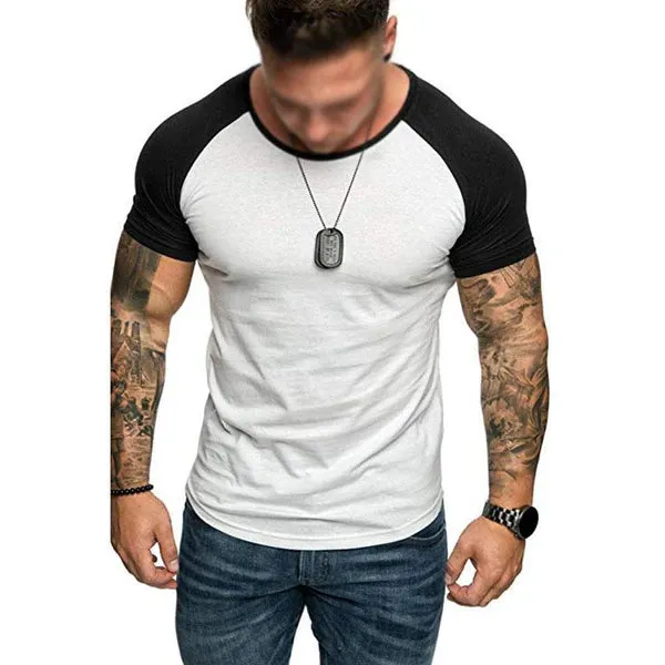 MEN'S CASUAL COLOR CONTRASTING RAGLAN SLEEVE T-SHIRT