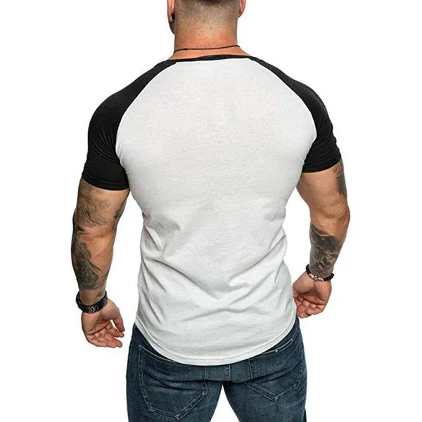 MEN'S CASUAL COLOR CONTRASTING RAGLAN SLEEVE T-SHIRT