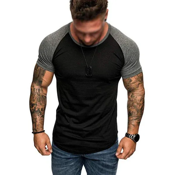 MEN'S CASUAL COLOR CONTRASTING RAGLAN SLEEVE T-SHIRT
