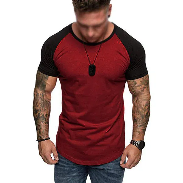 MEN'S CASUAL COLOR CONTRASTING RAGLAN SLEEVE T-SHIRT