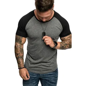 MEN'S CASUAL COLOR CONTRASTING RAGLAN SLEEVE T-SHIRT