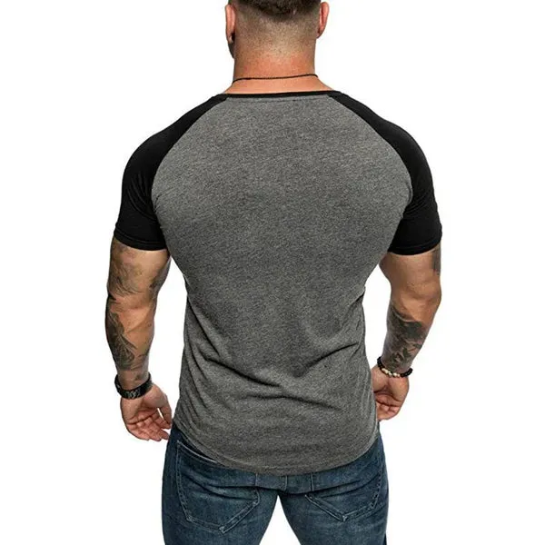 MEN'S CASUAL COLOR CONTRASTING RAGLAN SLEEVE T-SHIRT