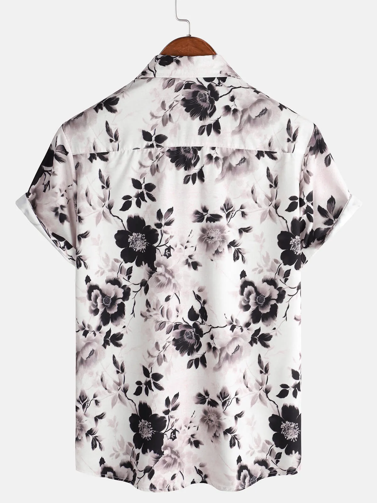 Men's Casual Floral Holiday Short Sleeve Summer Button Up Shirt