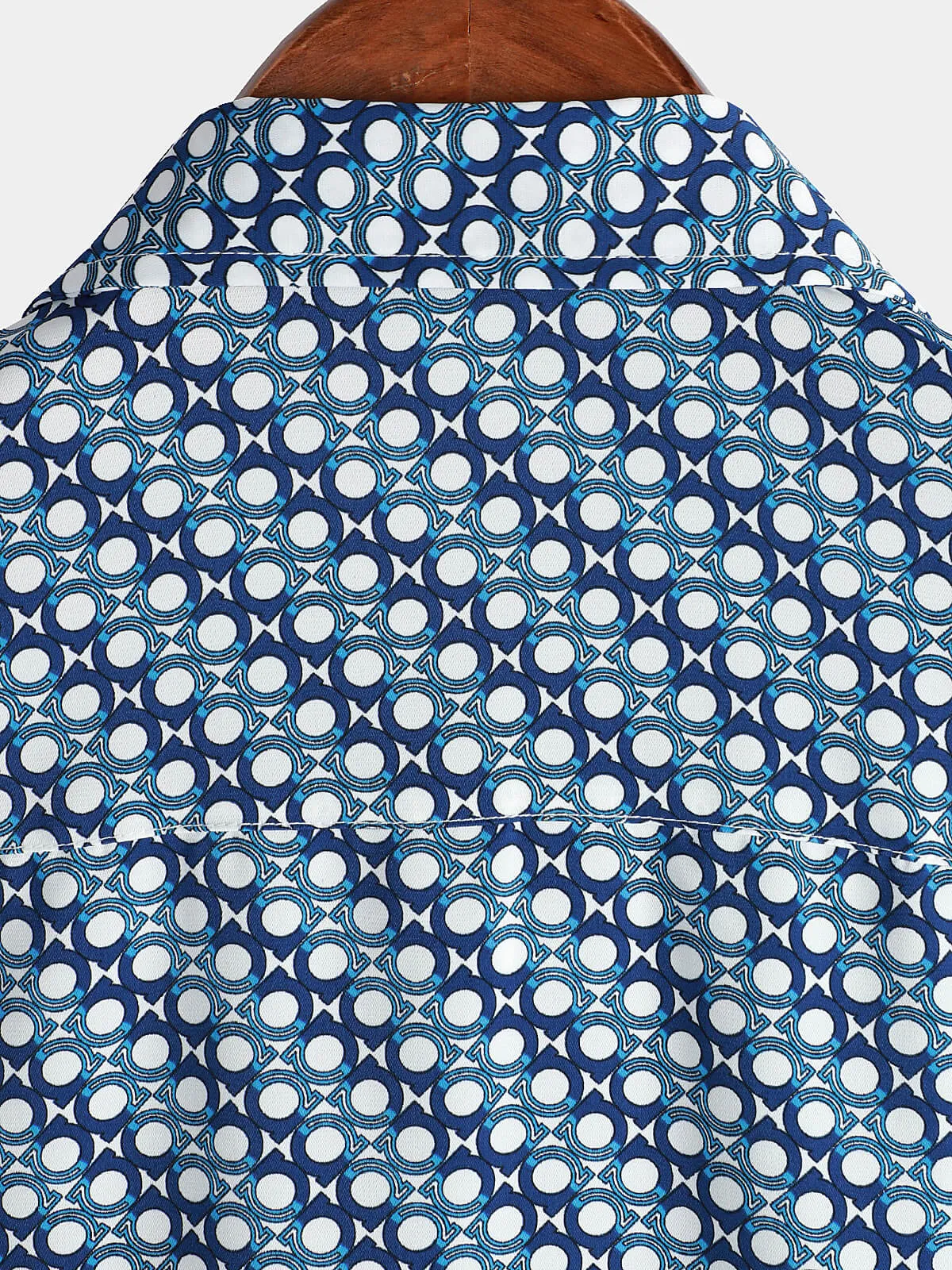 Men's Casual Holiday Summer Short Sleeve Blue Button Up Shirt