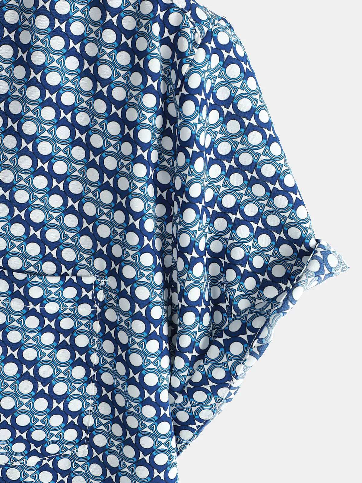 Men's Casual Holiday Summer Short Sleeve Blue Button Up Shirt