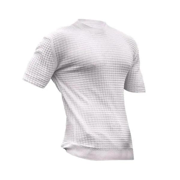 MEN'S CASUAL ROUND NECK WAFFLE T-SHIRT