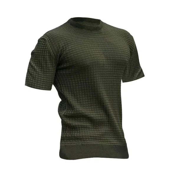 MEN'S CASUAL ROUND NECK WAFFLE T-SHIRT