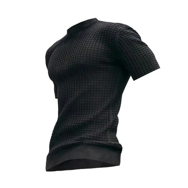 MEN'S CASUAL ROUND NECK WAFFLE T-SHIRT