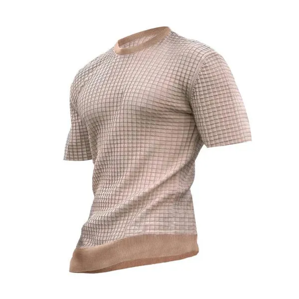 MEN'S CASUAL ROUND NECK WAFFLE T-SHIRT