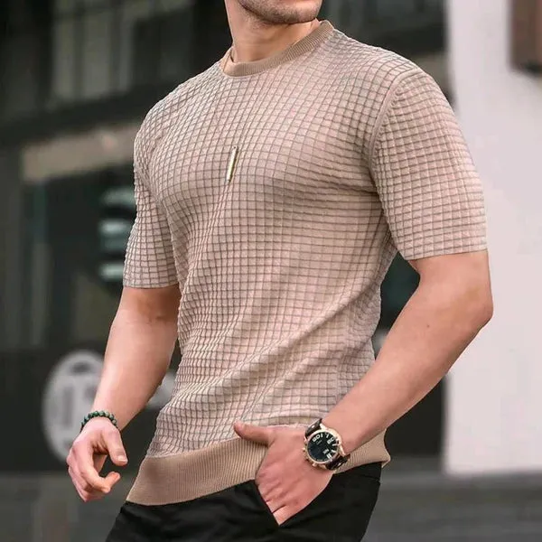 MEN'S CASUAL ROUND NECK WAFFLE T-SHIRT