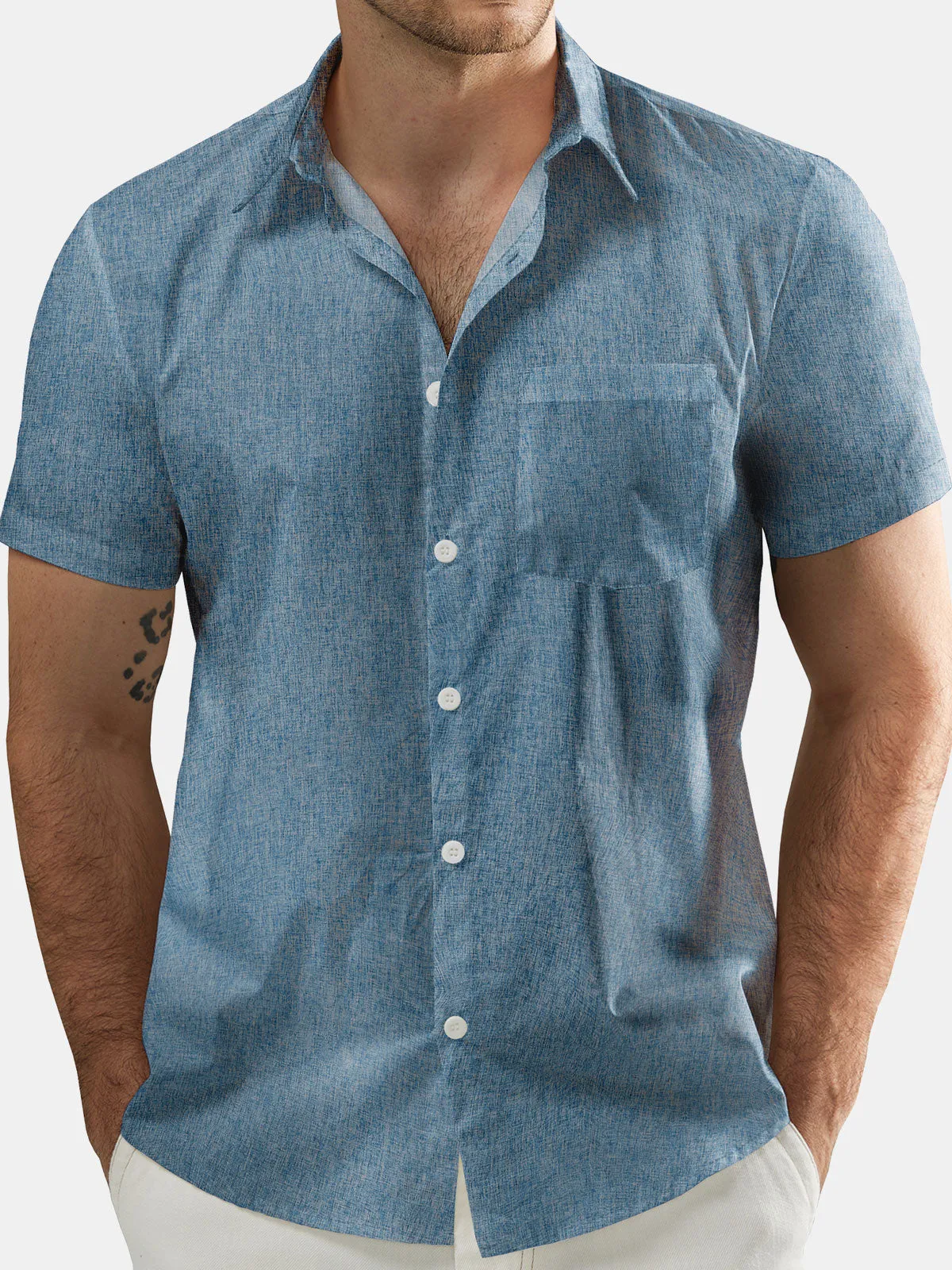 Men's Casual Short Sleeve Button Up Pocket Summer Beach Hawaiian Shirt
