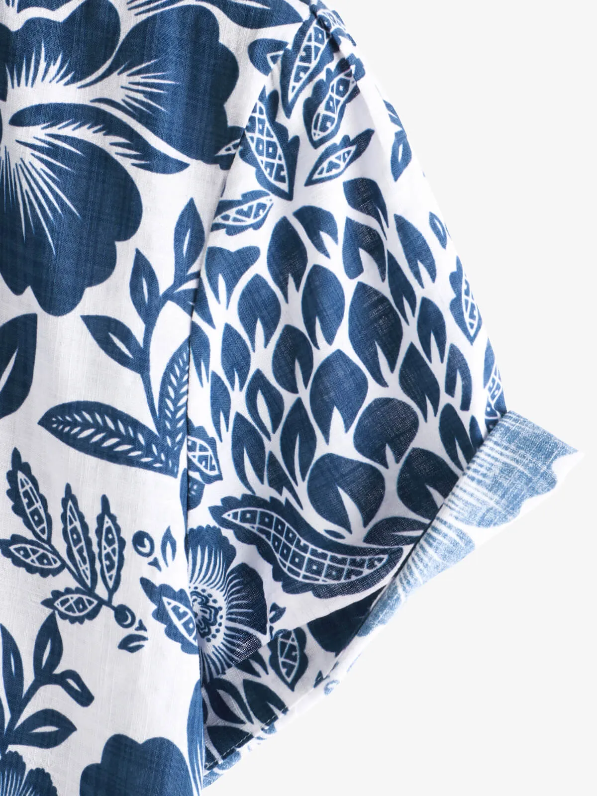 Men's Casual Vintage Beach Floral Breathable Cotton Short Sleeve Shirt
