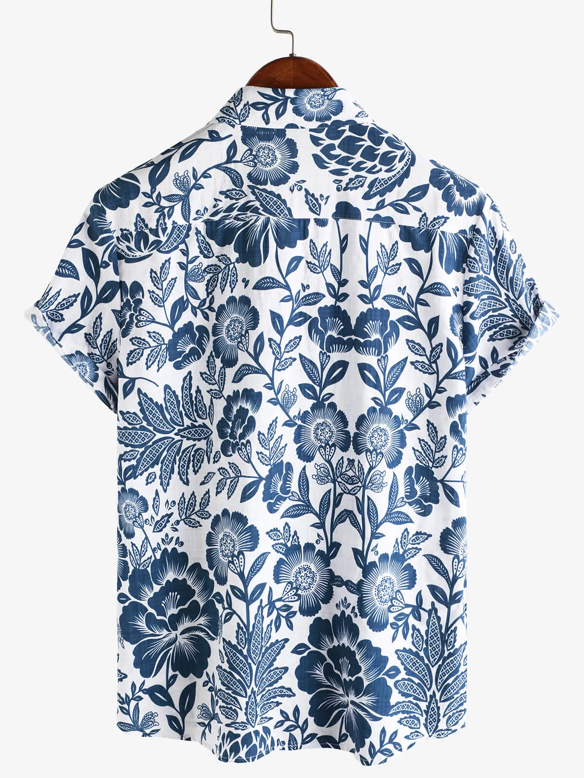 Men's Casual Vintage Beach Floral Breathable Cotton Short Sleeve Shirt