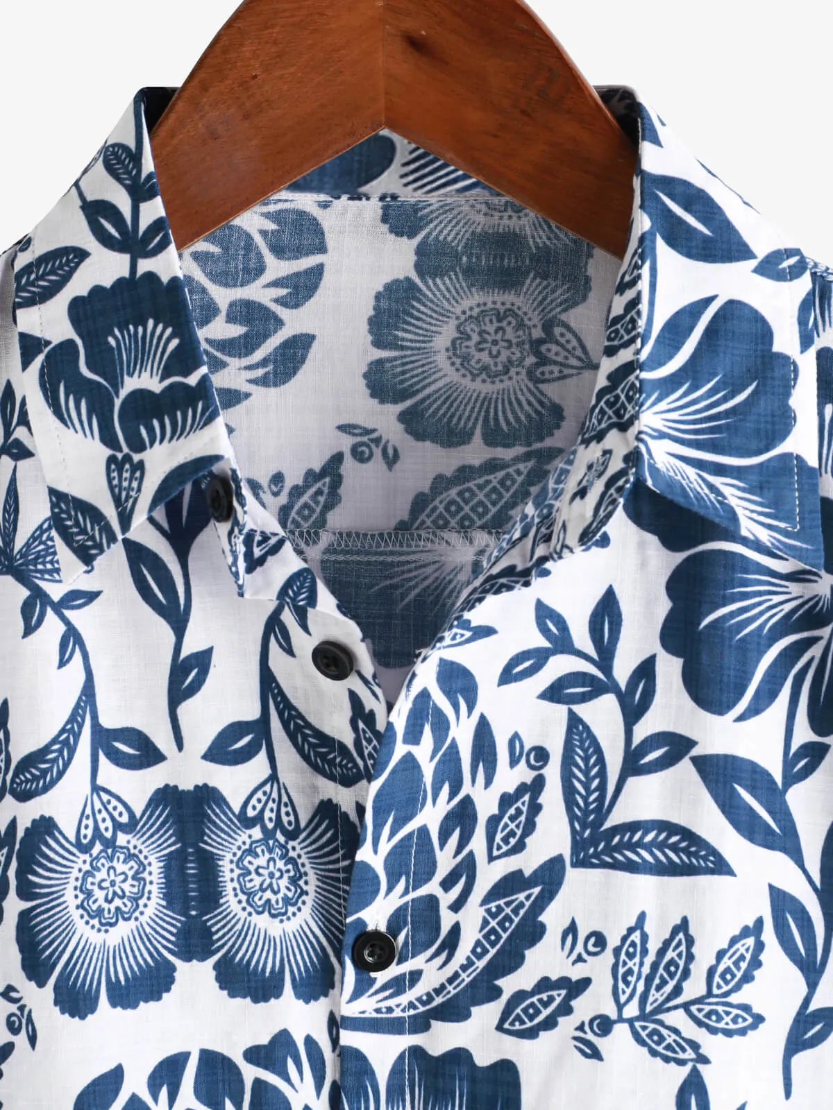 Men's Casual Vintage Beach Floral Breathable Cotton Short Sleeve Shirt