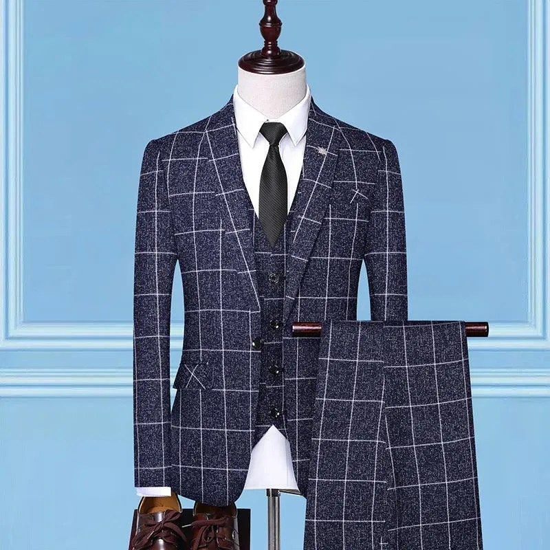 Men's Checkered Three-Piece Suits,