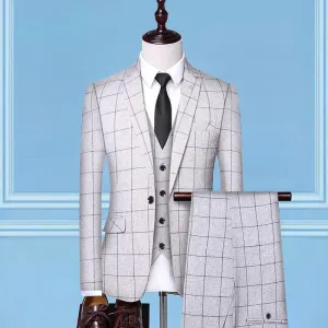 Men's Checkered Three-Piece Suits,
