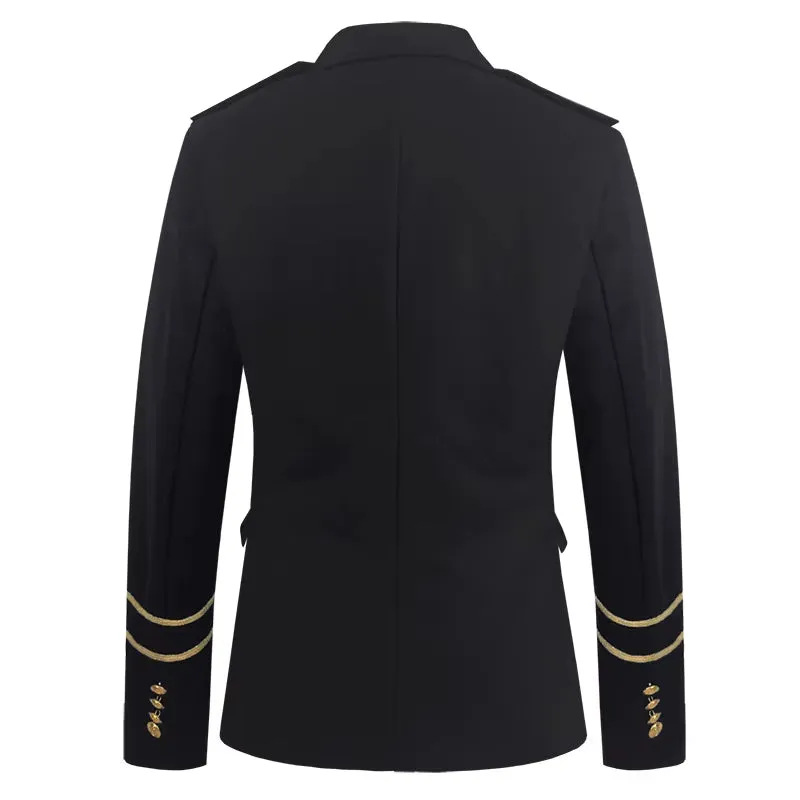 Mens Double Breatsed Steampunk Blazer Jacket Fashion Rope Design Cosplay Clothes Men Party Stage Prom Rock and Roll Costumes
