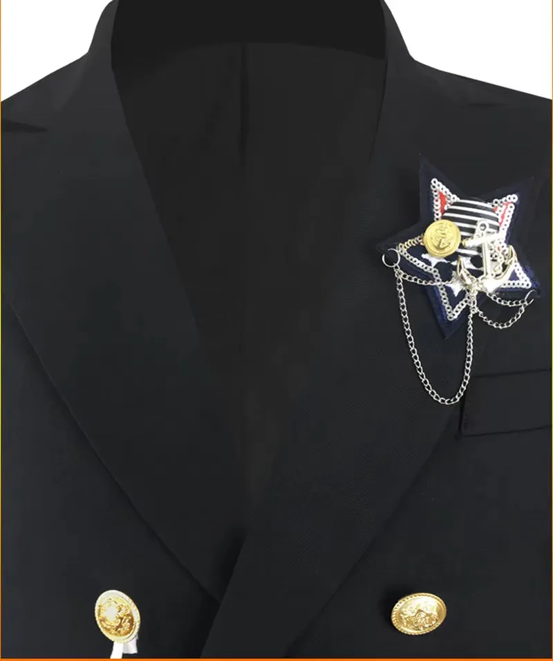 Mens Double Breatsed Steampunk Blazer Jacket Fashion Rope Design Cosplay Clothes Men Party Stage Prom Rock and Roll Costumes