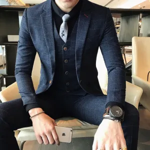 Men's Fashion Casual Business Suit ( Jackets   Vest   Pants ) Up To 4XL