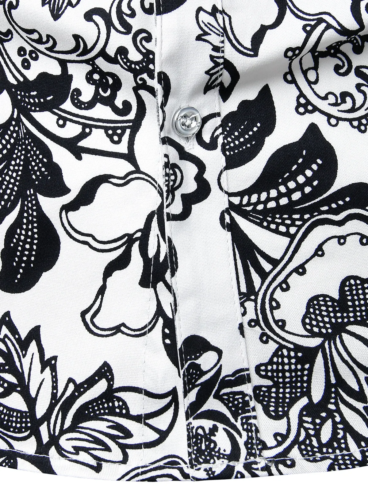 Men's Floral Long Sleeve Cotton Casual Button Down  Shirt