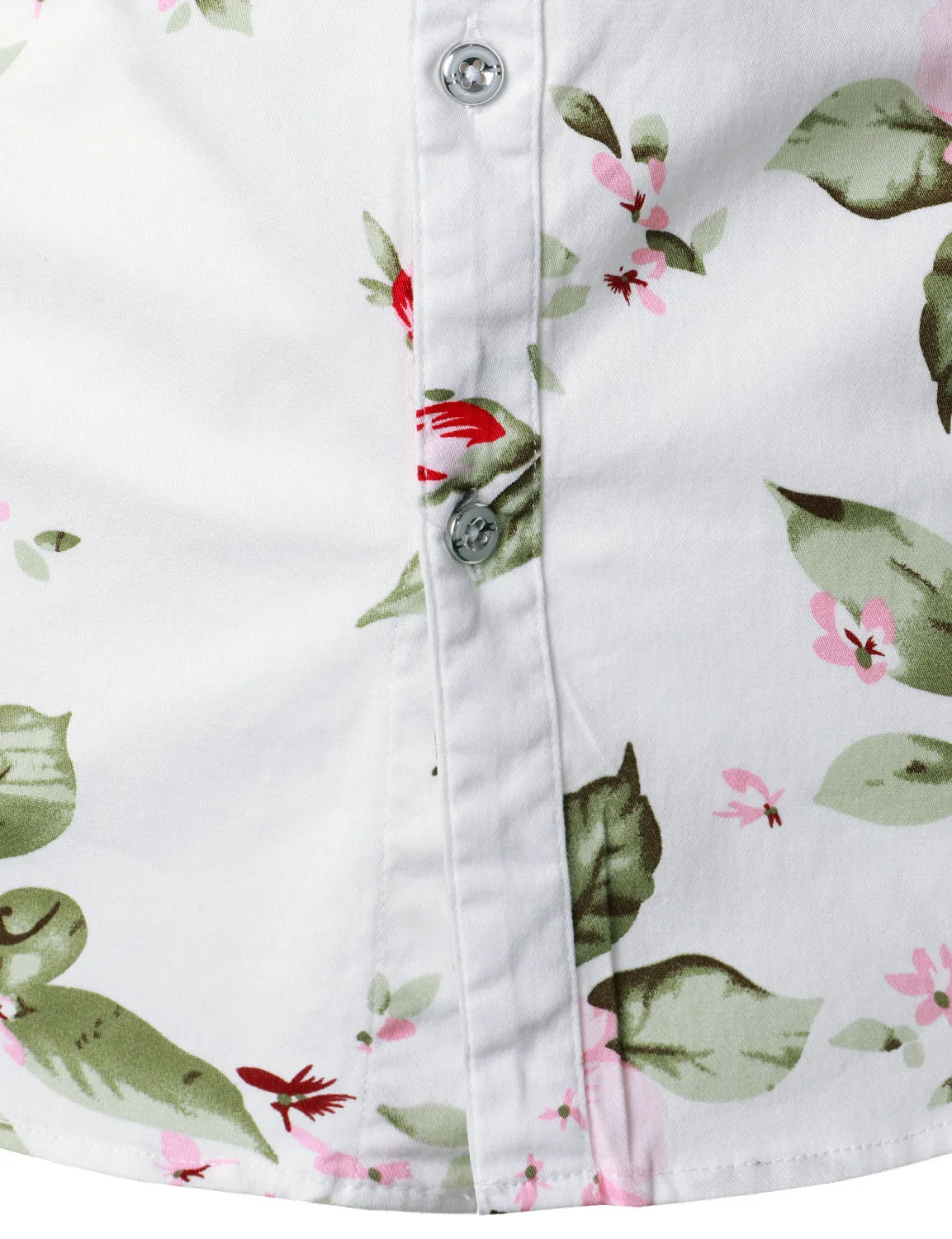 Men's Floral Print White Casual Tops Button Up Long Sleeve Dress Shirt