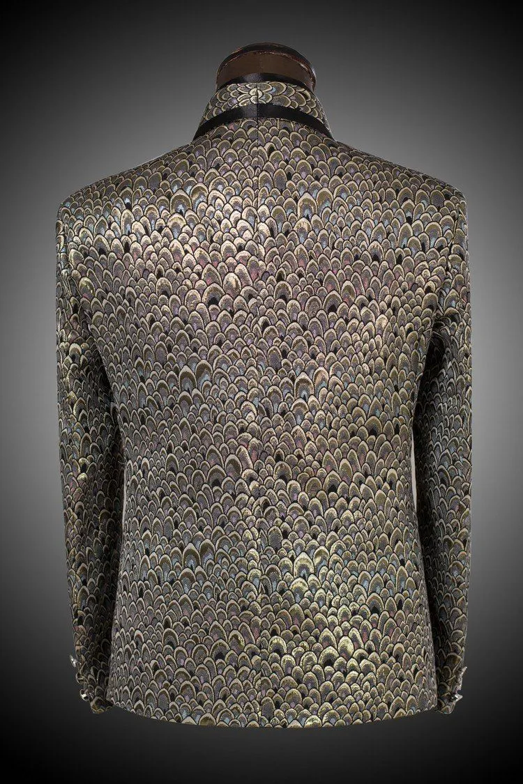 Men's Golden And Silver Scale Designer Suits Up To 6XL