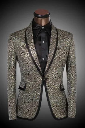 Men's Golden And Silver Scale Designer Suits Up To 6XL