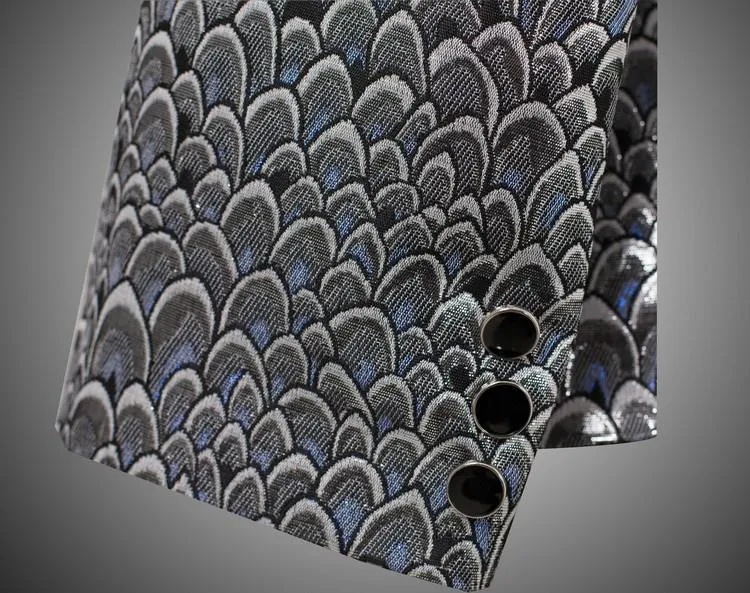 Men's Golden And Silver Scale Designer Suits Up To 6XL