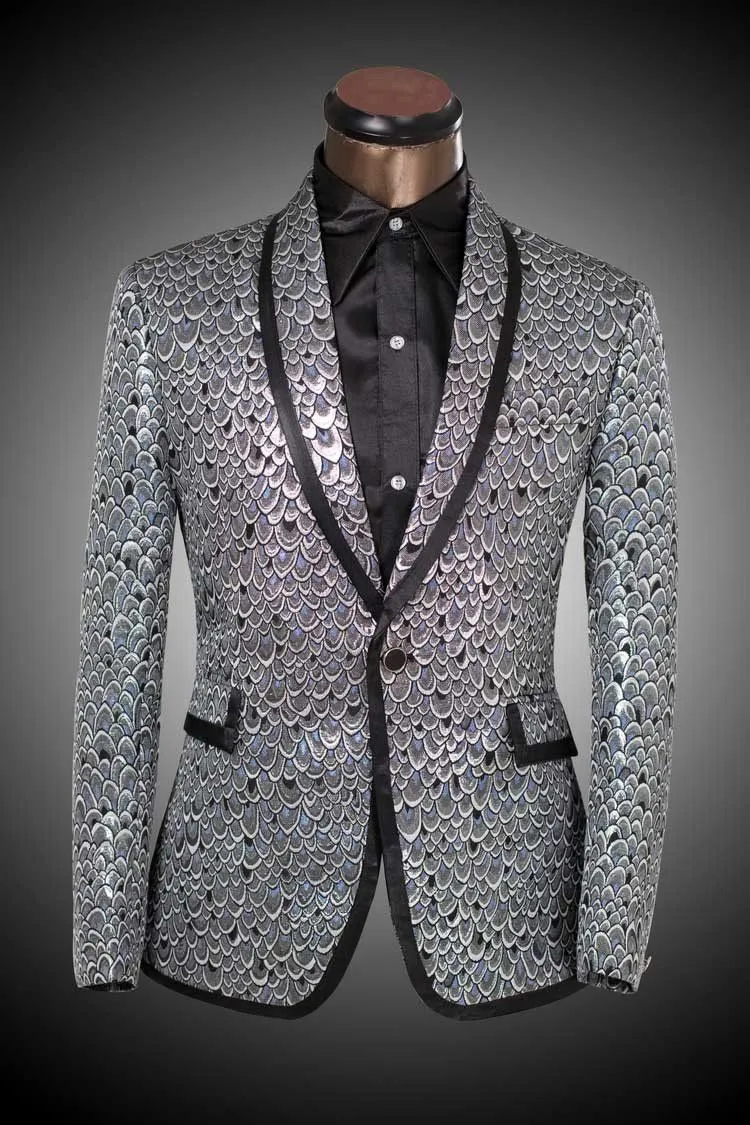 Men's Golden And Silver Scale Designer Suits Up To 6XL