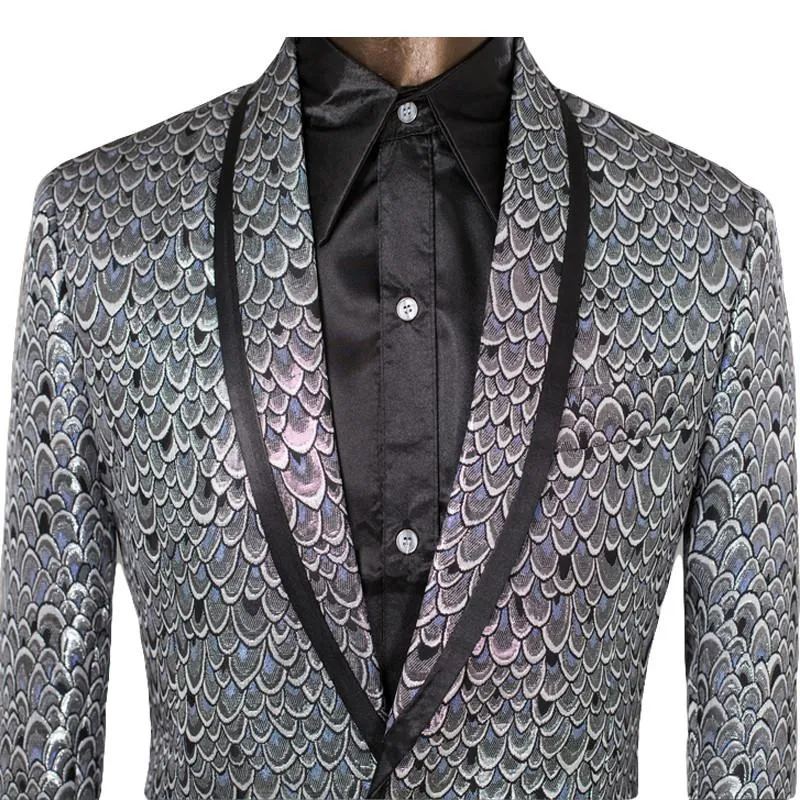 Men's Golden And Silver Scale Designer Suits Up To 6XL