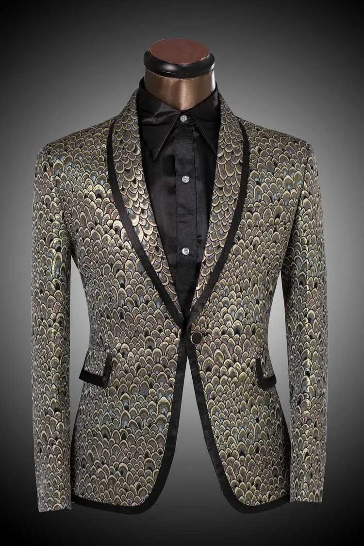 Men's Golden And Silver Scale Designer Suits Up To 6XL