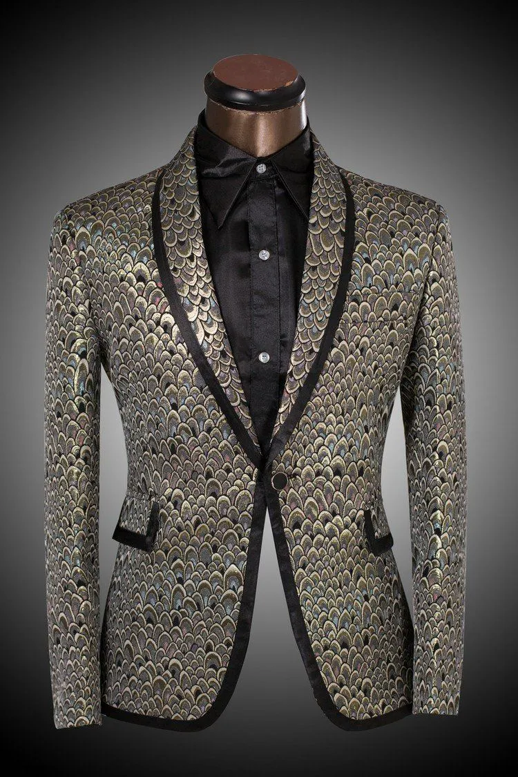 Men's Golden And Silver Scale Designer Suits Up To 6XL