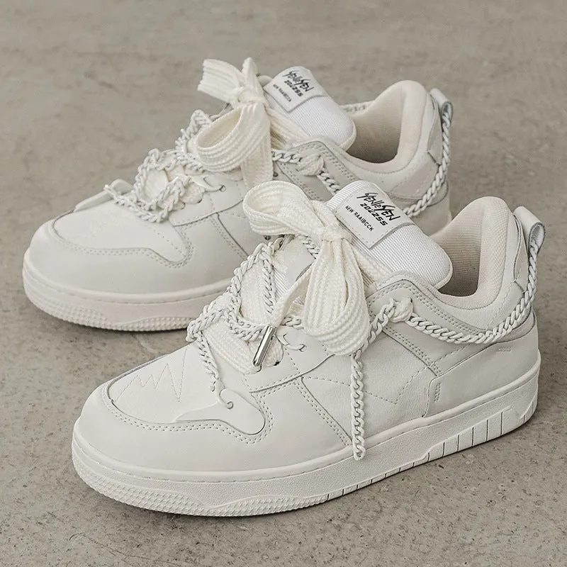 Men's Height-Increasing White Shoes – Lace-Up Comfort
