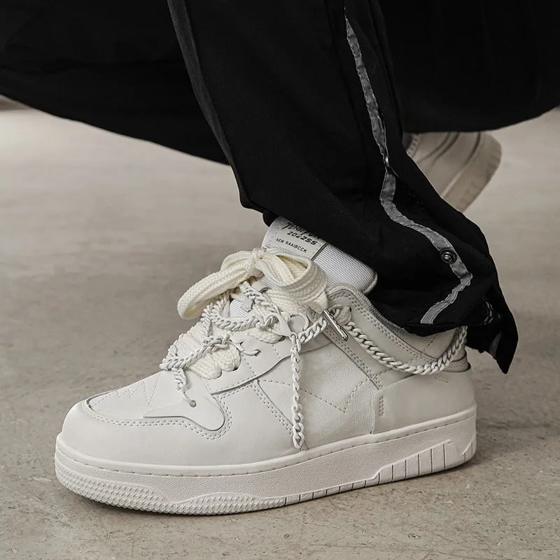 Men's Height-Increasing White Shoes – Lace-Up Comfort