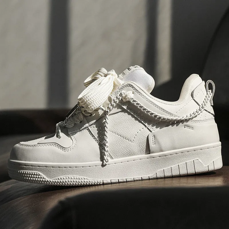 Men's Height-Increasing White Shoes – Lace-Up Comfort