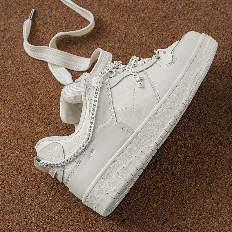 Men's Height-Increasing White Shoes – Lace-Up Comfort