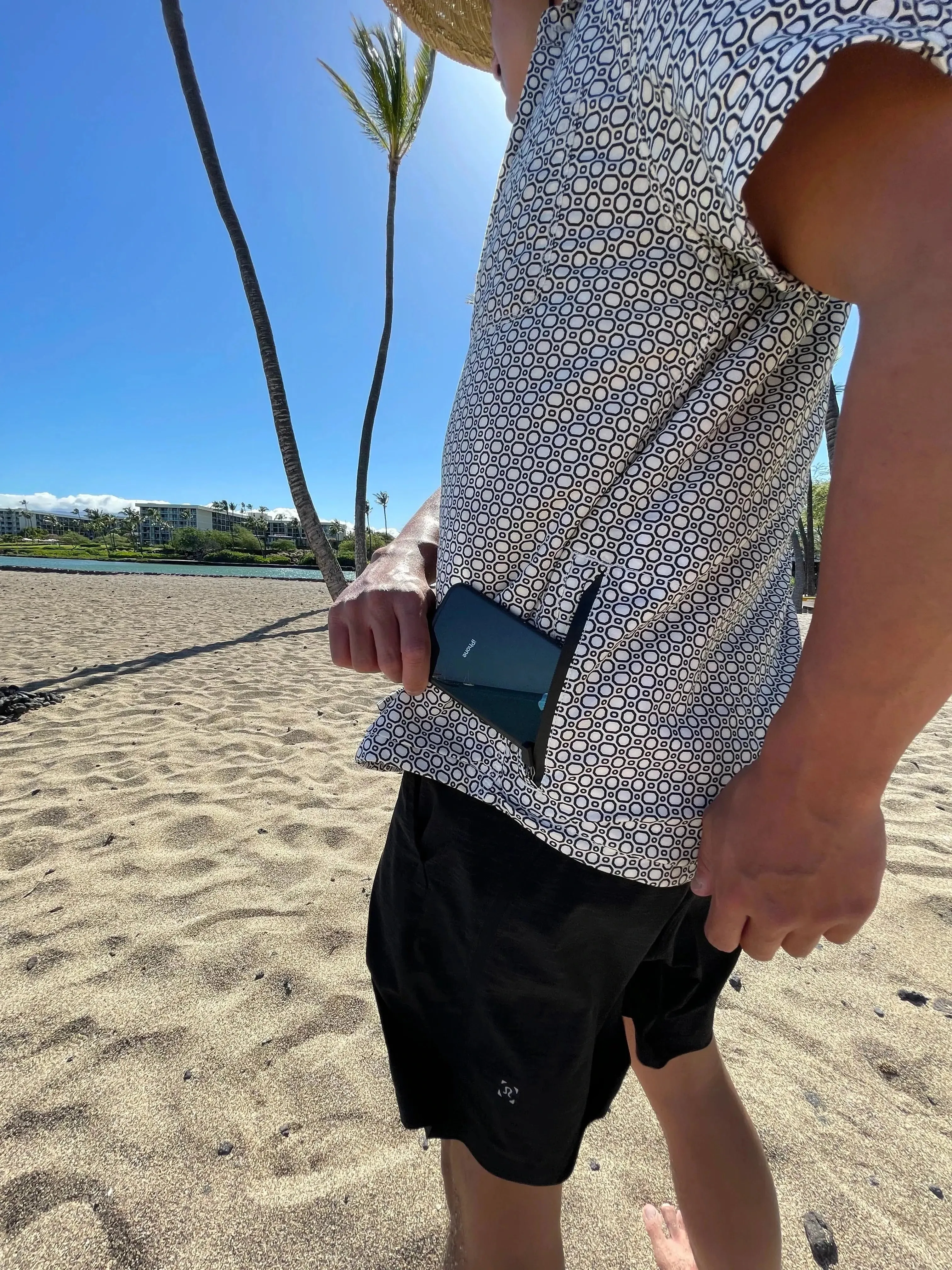 Men’s High Water Shirt - Cozumel Geo, White Sand