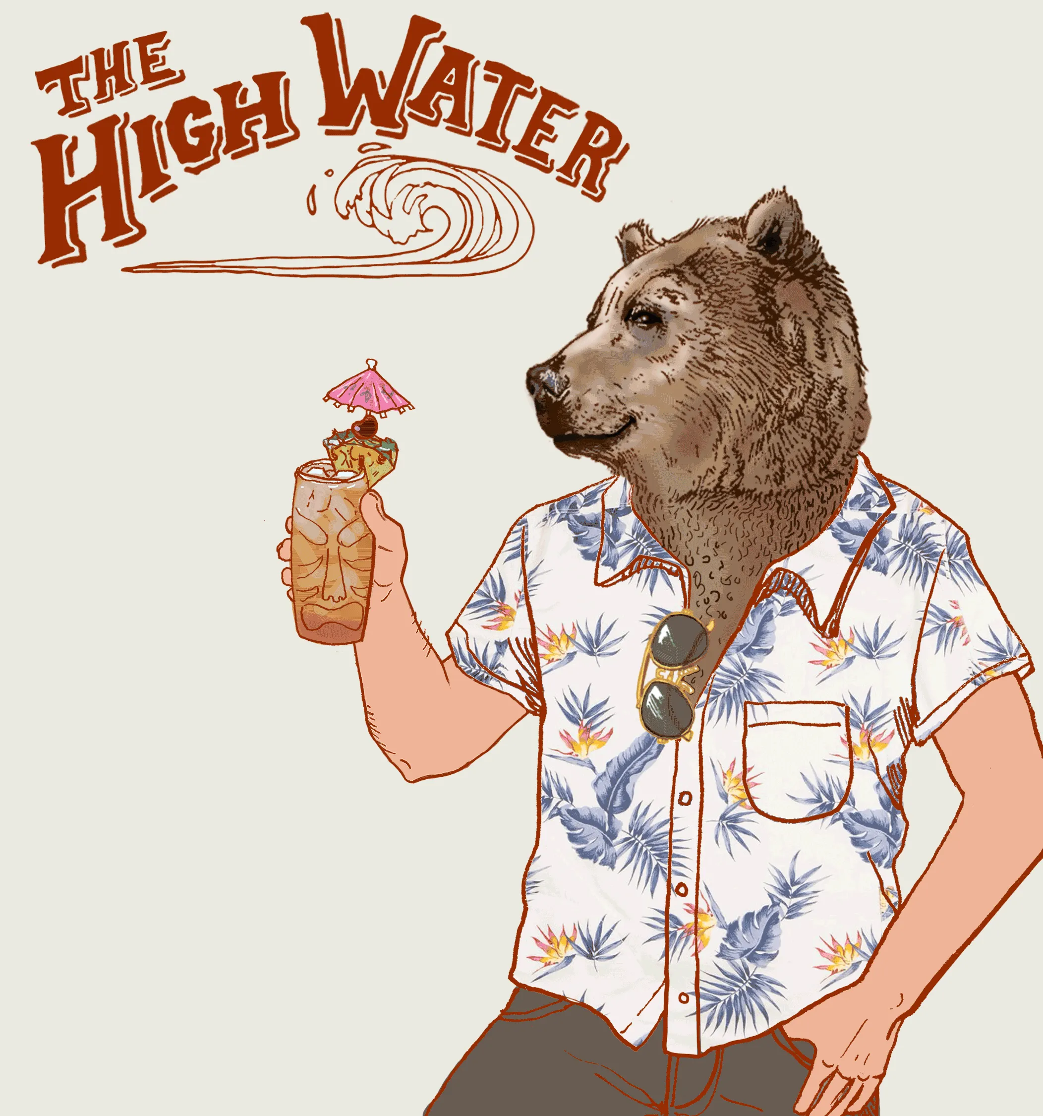Men’s High Water Shirt - Cozumel Geo, White Sand