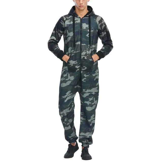 Men's Hooded Jumpsuit Casual Suits