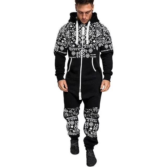 Men's Hooded Jumpsuit Casual Suits